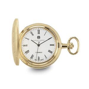 Charles Hubert Gold Finish Brass Basketweave Pocket Watch 42mm